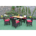 Elegant Patio Garden Resin Rattan Coffee and Dining Set Mobília de vime